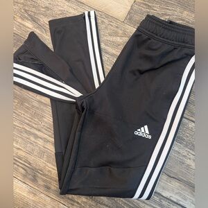 Adidas Kids Black Joggers with White Stripes